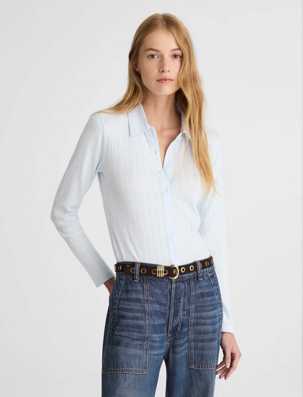 MADEWELL | Pointelle-Knit Cardigan Top | M